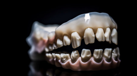 Concept for dental prosthesis. demonstrating the placement of a dental implant on a close up model of teeth's anatomyの素材