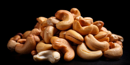 Close up of cashew nut background.の素材