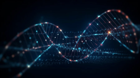 DNA molecule structure and research data cyberspaceの素材