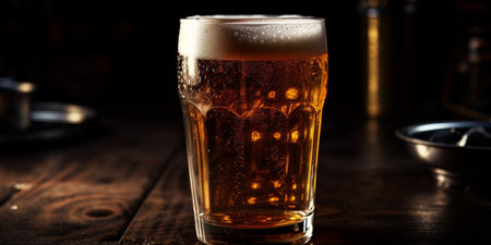 Glass of lager beer  close upの素材