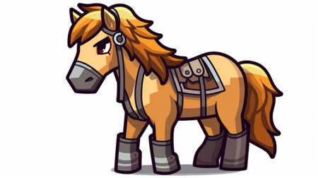 Horse cartoon isolated on a white background. Vector clip art illustration.の素材