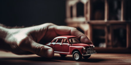 Hand holding presenting model carの素材
