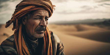 Morocco man in desertの素材