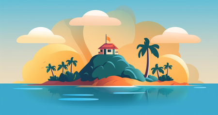 Paradise island illustration designの素材