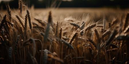 Selective focus shot of some wheat in a fieldの素材