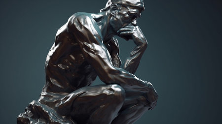 Thinker man concept close upの素材