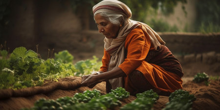 Woman plant vegetables close upの素材