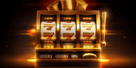 betting concept golden slot machine wins the jackpot big win concept casino jackpotの素材