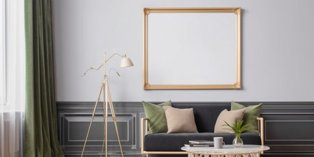 Frame mockup in living room interiorの素材