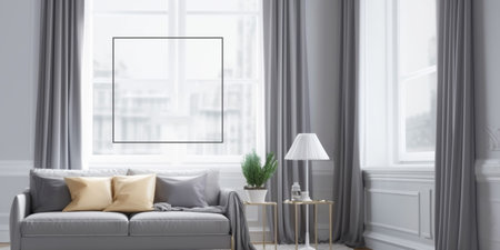 Frame mockup in living room interiorの素材