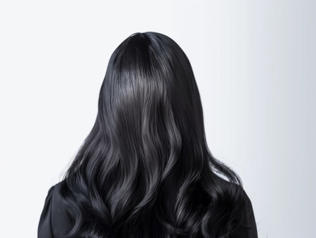 Hair For Women Artificial Hair back view on white background.の素材