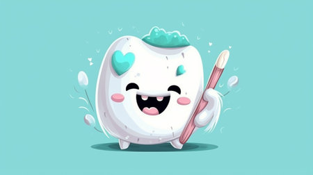 Adorable Tooth Character, Cute Dental Careの素材