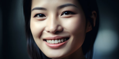 asian woman White teethの素材