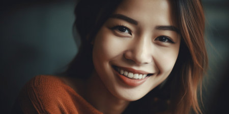 asian woman White teethの素材