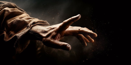 Jesus hand rescue and reaching humans oneの素材