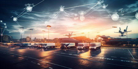 The Role of Logistics in the Globalised. 5g tecnology conceptの素材