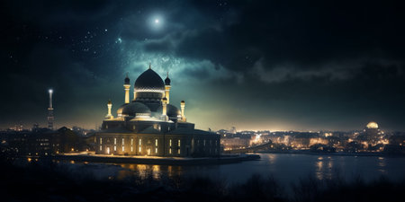 ramadan kareem in europe night, starry skyの素材