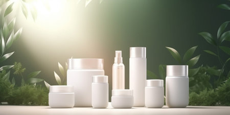 white color blank skincare tube and blank skincare jar on flat designの素材