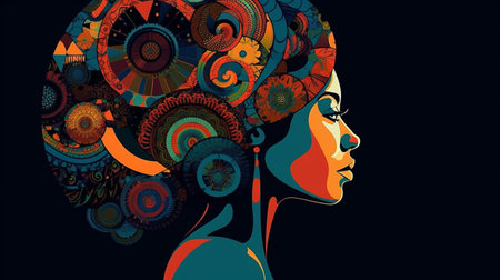 African american woman portrait designの素材