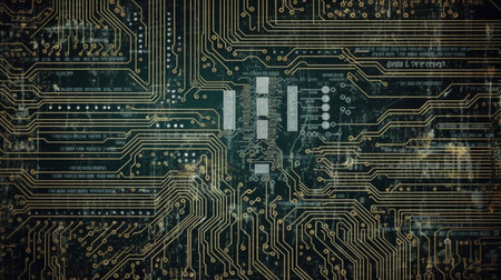 Electronic circuit network grunge backgroundの素材