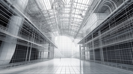 Background of future wireframe corporate architectureの素材
