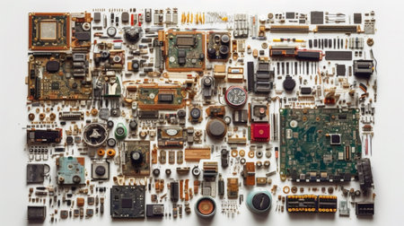 Electronic components on isolated white backgroundの素材