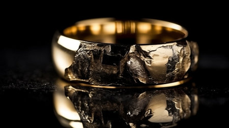 Cracked gold wedding ring divorce or infidelity conceptの素材