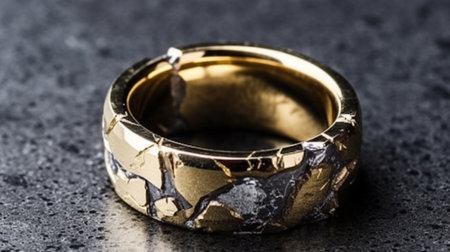 Cracked gold wedding ring divorce or infidelity conceptの素材