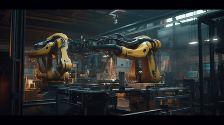 welding robotics automatic arms machine in intelligent factoryの素材