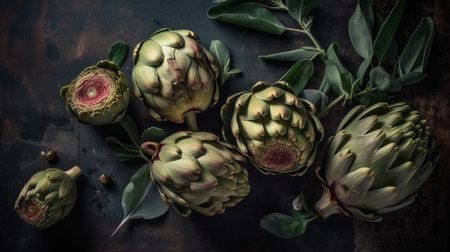 Fresh artichokes hearts close upの素材