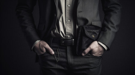 Front viewe businessMan with empty pocketsの素材