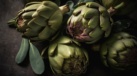 Fresh artichokes hearts close upの素材
