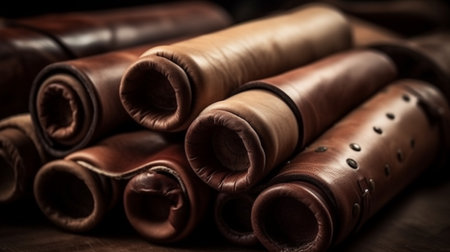 Leather rolls background hand made concept factory or manufacturingの素材