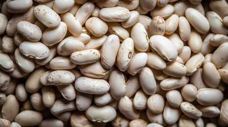 Heap of white beans texture as background.の素材