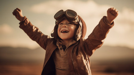 Happy child. freedom and motivation conceptの素材