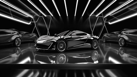 Luxury Elegant Super Car Automobile Urban Design Backgroundの素材