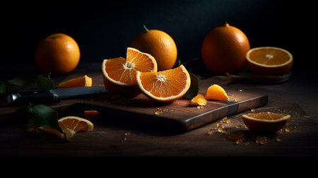 slice of fresh orange, food photographyの素材