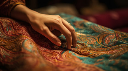 hand touching fabric textileの素材