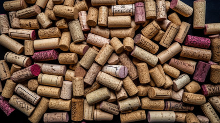 many wine corks background. top viewの素材