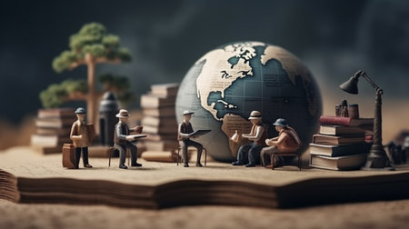 people of various nationalities reading booksの素材