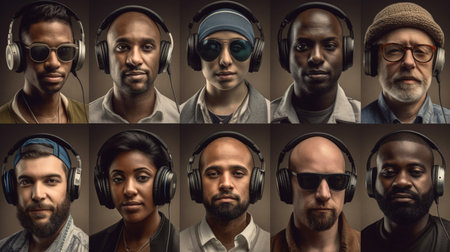 people of various nationalities listening to musicの素材