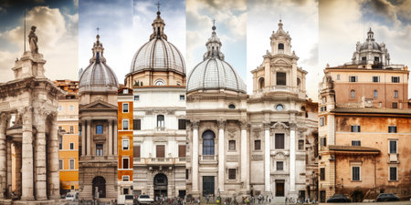 roma City, Famous places collageの素材