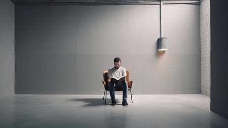 man reading Book. front viewの素材