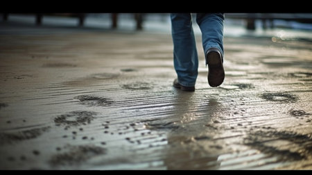 man walking fingerprint. back viewの素材