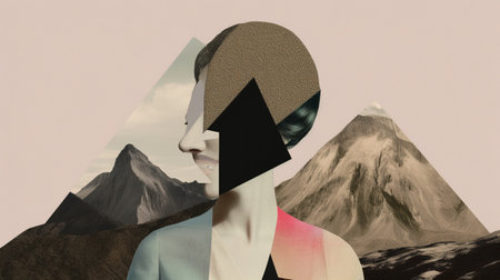 Art contemporary collage design. surreal minimalismの素材