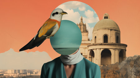 Art contemporary collage design. surreal minimalismの素材