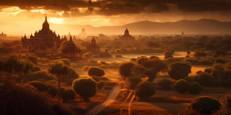 sunset in Bagan, Myanmarの素材