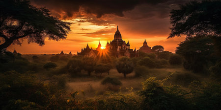 sunset in Bagan, Myanmarの素材