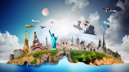 Beautiful collage of travel conceptの素材