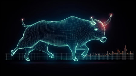Bull run or bullish market trend or concept of bullish in stock market exchangeの素材